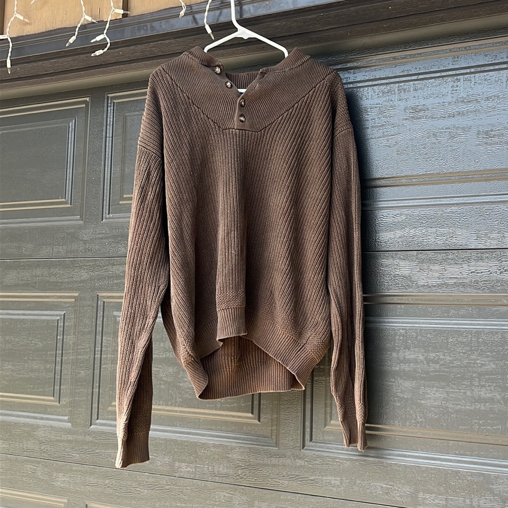 100% cotton knit Cabelas quarter button up sweater